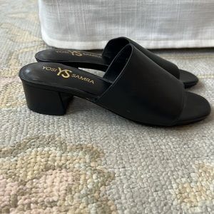 NEW Yosi Samra black leather block heel slide